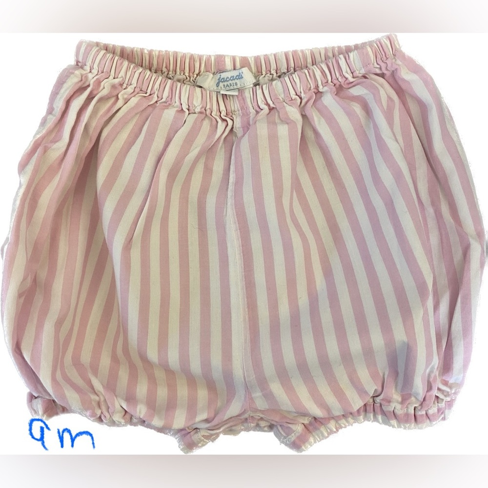 Jacadi Pink Striped Baby Girl Bubble Shorts Size 9M